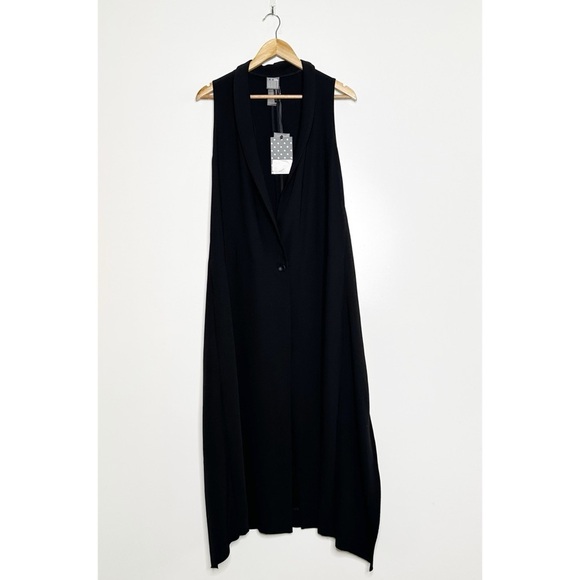 Lilith Paris NWT Black One Button Sleeveless Long Maxi Vest Size Medium